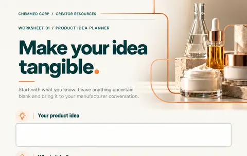 Glimpse of Worksheet 01, Product Idea Planner