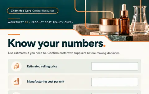 Glimpse of Worksheet 02, Product Cost Reality Check