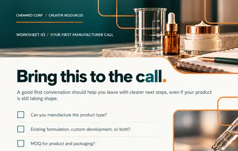 Glimpse of Worksheet 03, Your First Manufacturer Call